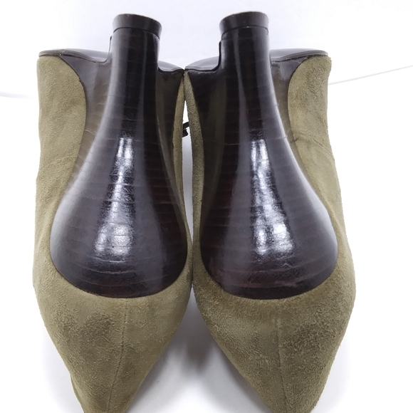 ZARA Olive Suede Curved Wedges Front Bow Detail EUC - Picture 7 of 8